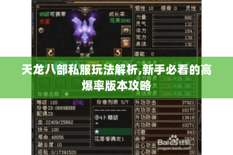 天龙八部私服玩法解析,新手必看的高爆率版本攻略 天龙八部私服玩法解析,新手必看的高爆率版本攻略