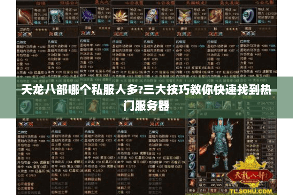 天龙八部哪个私服人多?三大技巧教你快速找到热门服务器