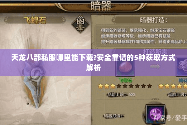 天龙八部私服哪里能下载?安全靠谱的5种获取方式解析 天龙八部私服哪里能下载?安全靠谱的5种获取方式解析