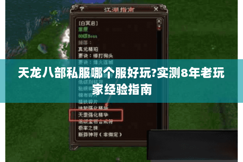 天龙八部私服哪个服好玩?实测8年老玩家经验指南 天龙八部私服哪个服好玩?实测8年老玩家经验指南